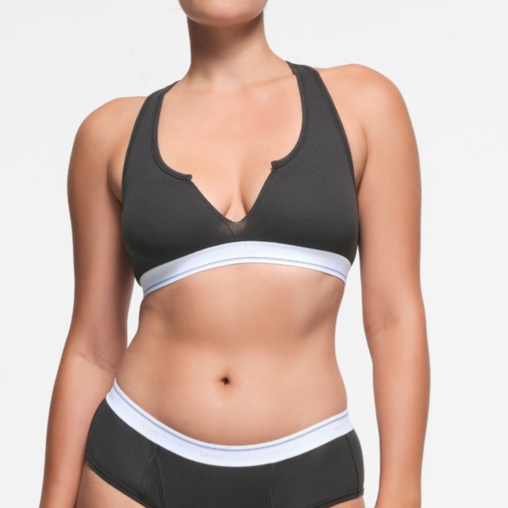 SKIMS NWT Cotton Rib Slit Bralette